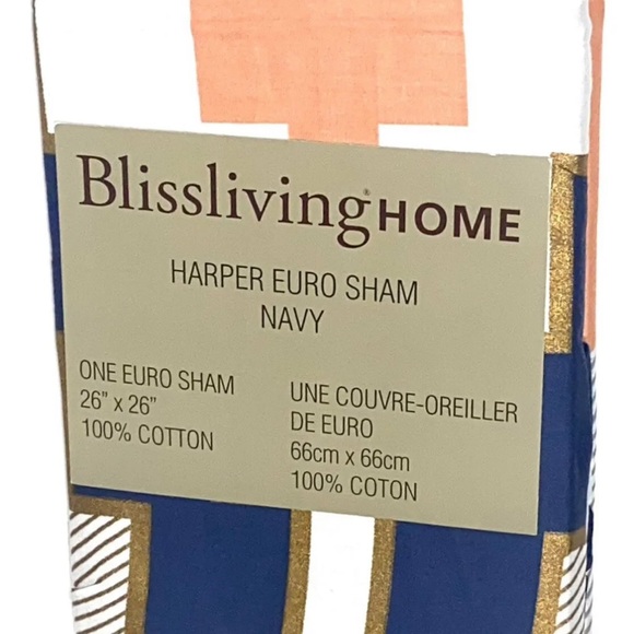 Blissliving Home Harper Euro Chevron Pillow Sham 26in. x 26in. - Navy Blue - Picture 3 of 4